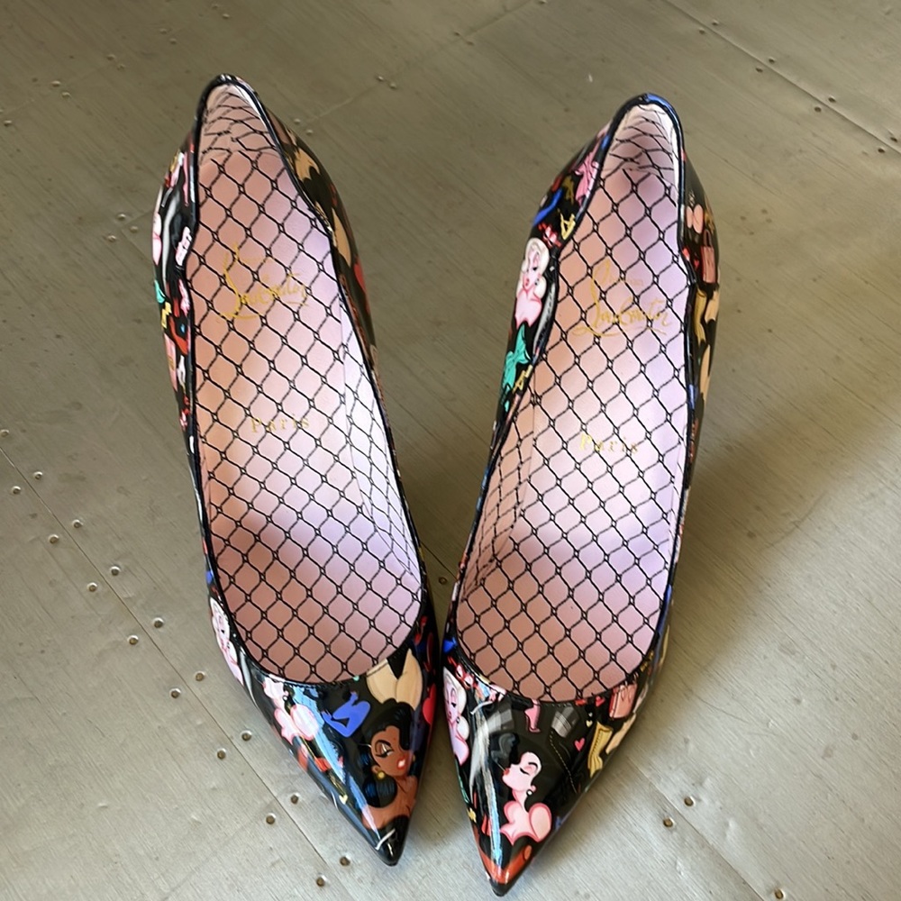 christian louboutin hot chick black patent poupee stiletto 100mm sz 38 - Picture 3 of 9